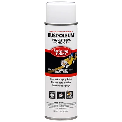 Rust-Oleum Industrial Choice 1691838 Inverted Striping Spray Paint, White, 18 oz.