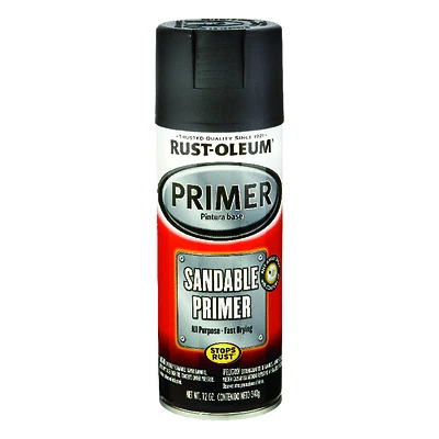 Rust-Oleum 249418 Automotive Sandable Spray Primer, Black, 12 oz