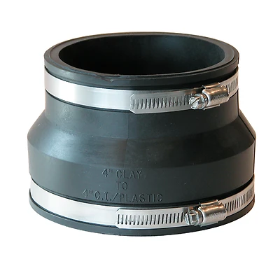 Fernco P1002-44 Flexible PVC Coupling, 4 In. x 4 In., Black
