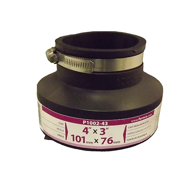 Pipe Reducing Flexible Coupling, Clay, 4 x 3 In.