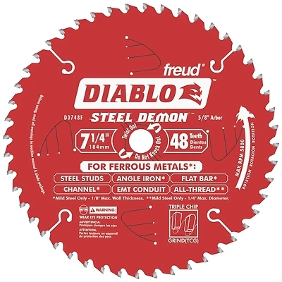 Diablo D0748F Steel Demon Circular Saw Blade, 48-Tooth, 7-1/4 In.