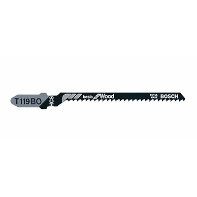 Bosch T119BO Wood-Cutting Jigsaw Blade, T-Shank, 3-1/4 In., 12-TPI, 5-Pk.