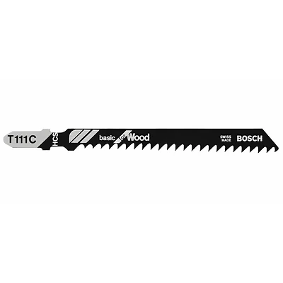 Bosch T111C Wood-Cutting Jigsaw Blade, 4-In., 8-TPI, 5-Pk.
