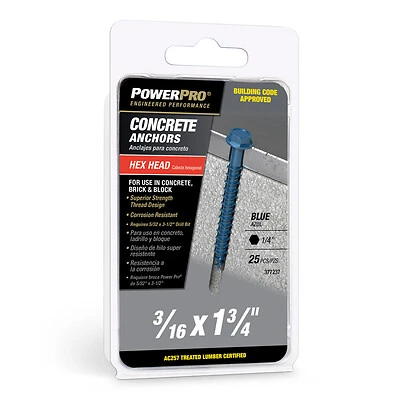 3/16 Inch X 1-3/4 Inch Concrete Screw - Xl-hx Ppbl Fasteners