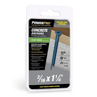 Polypropylene Black Concrete Screws 3/16" X 1 1/4"
