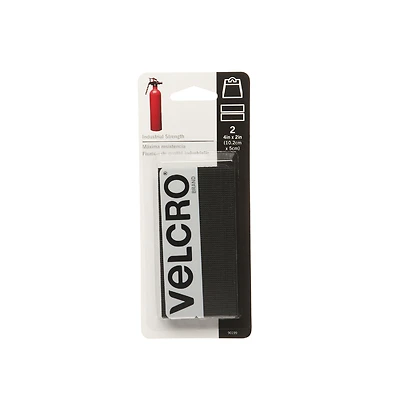 VELCRO Brand 90199 Hook and Loop Fastener, 2 in W, 4 in L, Nylon, Black, Rubber Adhesive