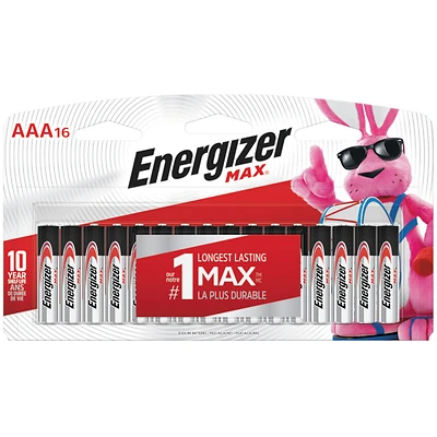 Max AAA Batteries, Triple A Alkaline Batteries, 16-Pack