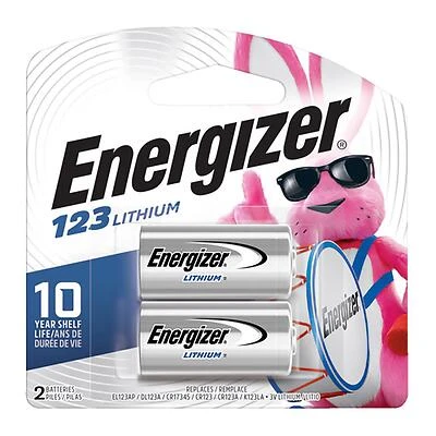 Energizer EL123AP Series EL123APB2 Battery, 3 V Battery, 1500 mAh, Manganese Dioxide, Lithium