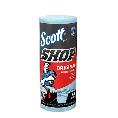 Scott 75130 Shop Towel, 11 in L, 10.4 in W, Crepe Paper, Blue