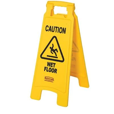Rubbermaid Caution Wet Floor Sign, Yellow, 26.5 In.