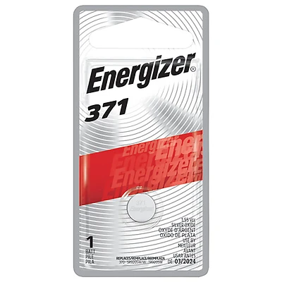 Energizer 371BPZ Coin Cell Battery, 1.5 V Battery, 34 mAh, Silver Oxide
