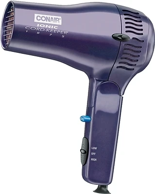Conair 289R Cord-Keeper Folding Hair Dryer, 1875W, Dark Blue