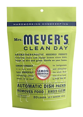 Mrs. Meyer's 14264 Dishwasher Soap Packs, Lemon Verbena, 20-Ct.