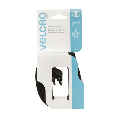 Velcro Brand 90440 All-Purpose Fastening Straps, Black, 36 x 2 In., 2 Ct.