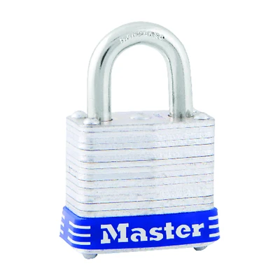 Master Lock 7D Keyed Padlock, 1-1/8 In. Laminated Steel, 3/16 In. Shackle