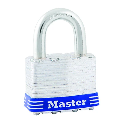 Master Lock 1D Keyed Laminated Padlock, 1-3/4 In., 5/16 In. Shackle