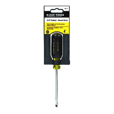 Klein Tools 601-4 Cabinet Tip Screwdriver, 3/16 x 4 In., Cushion Grip
