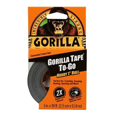 Gorilla 6100109 Duct Tape To-Go, Black, 1-In. x 30-Ft.