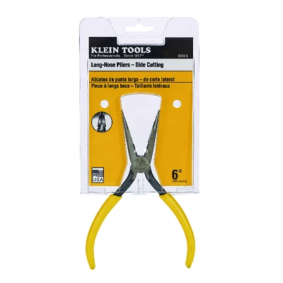 Klein Tools D203-6 Nose Plier, 6-5/8 in OAL, 2 in Jaw Opening, Yellow Handle, Dipped Handle, 11/16 in W Jaw