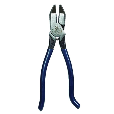 Klein Tools D213-9ST Series Ironworker's Plier, 7-3/8 in L Handle, 9-3/8 in OAL, Blue Handle, Hook Bend Handle