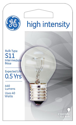 GE 35156 Appliance Light Bulb, 40 Watt, S11, E17 Base
