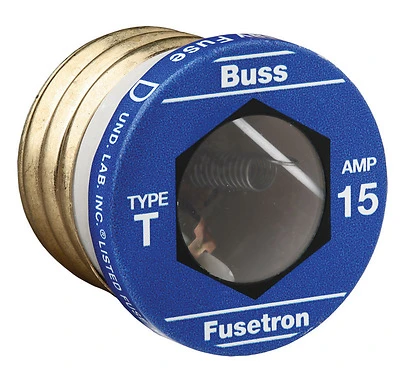 Bussmann T-15 Time-Delay Plug Fuse, 15-Amp, 125V, 4-Pack