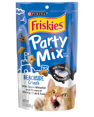 Purina Friskies 57444 Party Mix Beachside Cat Treats, Tuna, 2.1 Oz