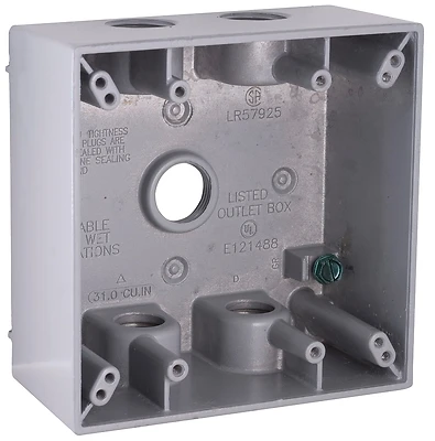 2-gang 5-outlet Gray Aluminum Weatherproof Outdoor Outlet Box 5337-0