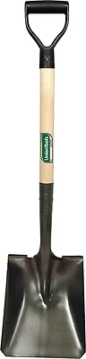 42106 Transfer Shovel, 9-1/4 In W Blade, Carbon Steel, Hardwood D-shaped Handle, 28 In L