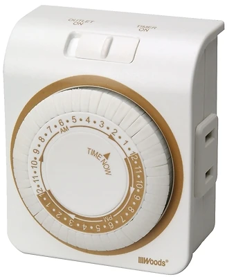 Woods 50000 Mechanical Timer, 15A, 125V, 1875W, White