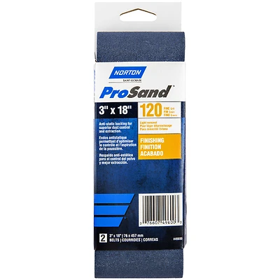 Norton 02229 ProSand Sanding Belt, 18 in. L x 3 in. W, 120 Grit Fine