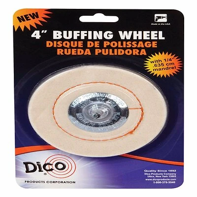 Dico 527-60-4M Buffing Wheel, 4 In. Flannel Cotton, 1/4 In. Mandrel