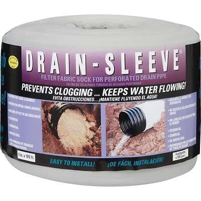Carriff 04100-10 Drain Sleeve Fabric Sock, 4 In. X 100 Ft.