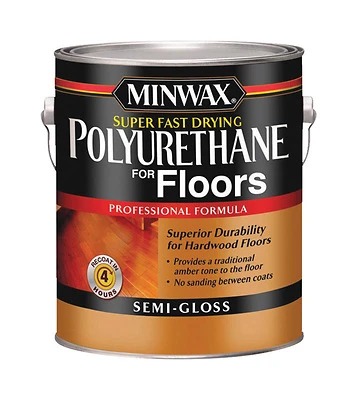 Minwax 13021 Floor Polyurethane, Super-Fast Drying, Semi-Gloss, 1 Gallon