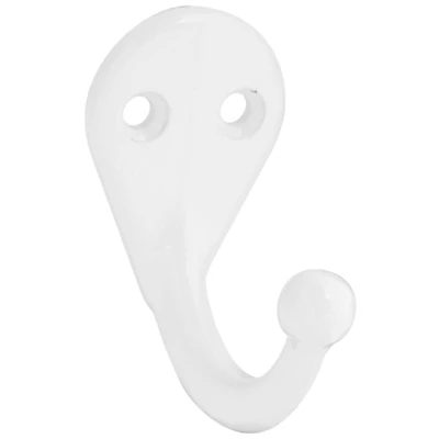 National Hardware N248-377 Wall Clothes Hook, Single Prong, White, 2-Pk.