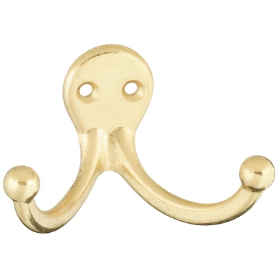 National Hardware N199-224 Clothes Hook, Brass, 2-Hook, 2-Pk