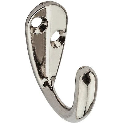 National Hardware N199-190 Clothes Hook, Single Prong, Nickel, 35 Lb, 2-Pk