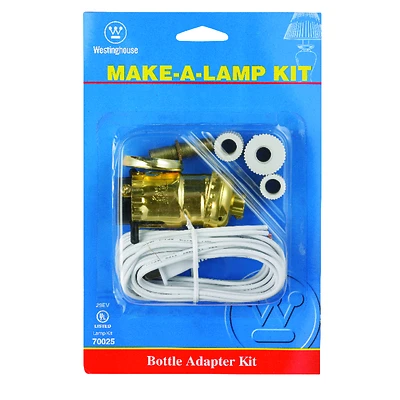 Push-through Medium Base Brass Candlestick Adapter Lamp Kit 70025