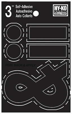 Hy-Ko 30437 House Address Symbol Set, Black Vinyl, Adhesive, 3 In.