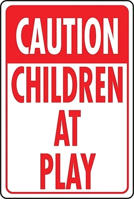Hy-Ko HW-7 Caution Children At Play Sign, Aluminum, 12 x 18-In.
