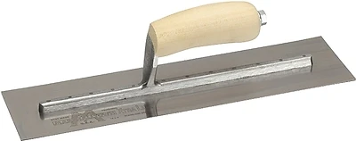 4 In. X 14 In. High Carbon Steel Finishing Trowel With Curved Wood Handle