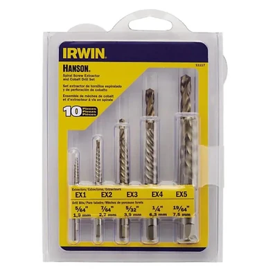 11117 10-piece Cobalt Spiral Screw Extractor And Drill Bit Set