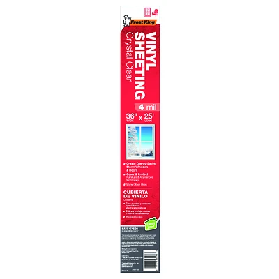 Frost King V3625/4 Clear Vinyl Sheeting, 4 Mil, 3 x 25 Ft.