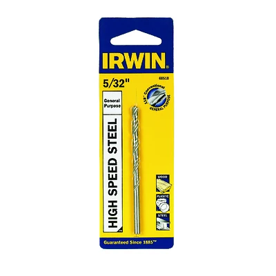 Irwin 60510ZR Jobber Drill Bit, 5/32 In Dia, 3-1/8 In OAL