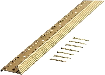 Fluted Carpet Gripper With Teeth, Satin Brass, 1.4 x 72 In.