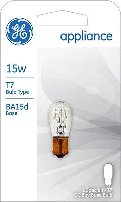 GE 35154 Appliance Light Bulb, 15 W, T7 Lamp, BA15d Double Contact Bayonet Lamp Base, 100 Lumens