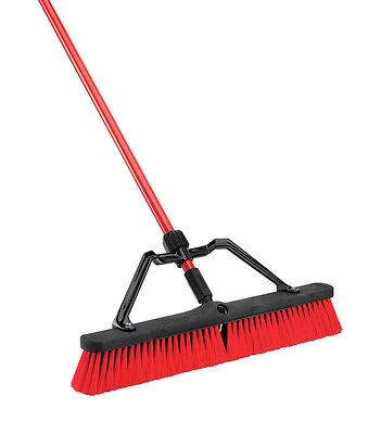 24 In. Multi-surface Heavy-duty Push Broom With Steel Handle And Pet Bristles