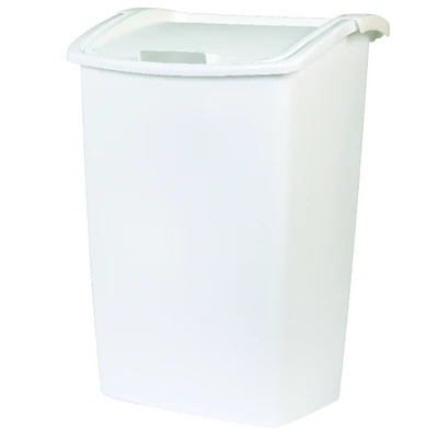 Rubbermaid FG280300WHT 45 Qt. White Wastebasket With Lid, Dual Action