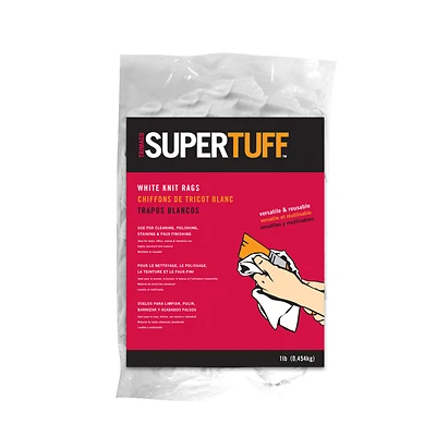 Supertuff White Knit T-shirt Painter's Rags 1 Lb, 12 In. X 12 In., 24 Pk