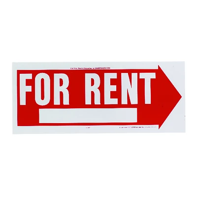 Hy-Ko RS-806 For Rent Sign, Corrugated Plastic, 10 x 24 In.